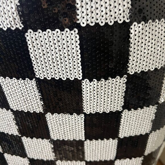 EN SAISON Sequined Checkerboard Midi Skirt Size Medium - Picture 4 of 9